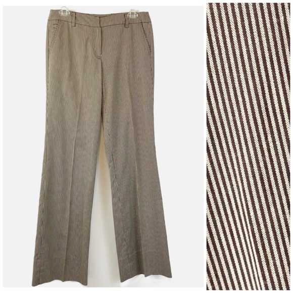 😻Sandro Sportswear Pinstripe Pants Brown Tan - Picture 1 of 7